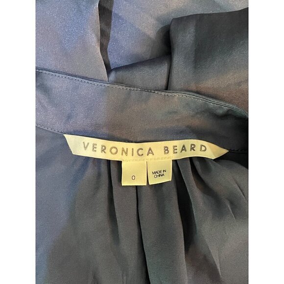 Veronica Beard Agatha Silk Dress Steel Blue Womens 0 - Picture 8 of 13